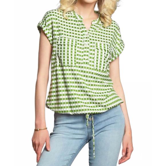 NEW EVA FRANCO nico top in green gingham - Picture 6 of 7